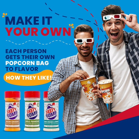Pack 6 2.8-3 Oz. Flavorful Popcorn Seasoning Variety Seasonings in White Cheddar Cheese, Ranch, Garlic Parmesan & More
