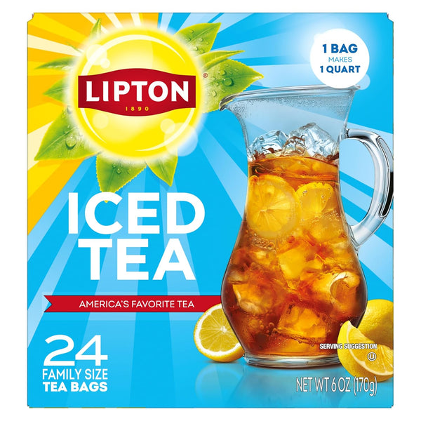 Lipton Unsweetened Iced Tea Bags, Family Size Zero Calories, 24 Total Tea