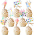 Art Birthday Party Decorations Girl - 24pcs Art Paint Party Cupcake Toppers for Rainbow Art Birthday Supplies