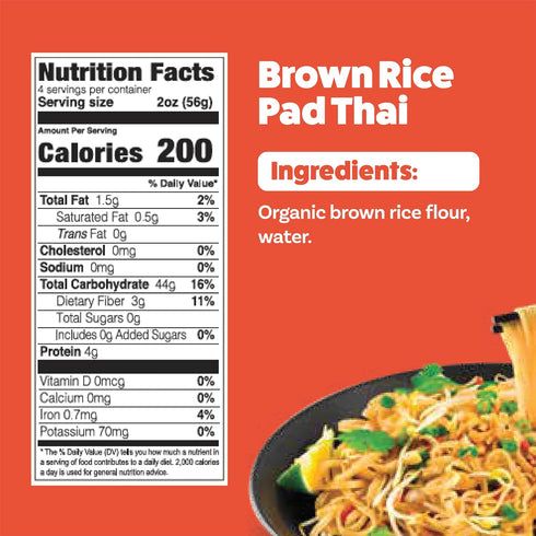 8 oz, Pack 6 48 Explore Cuisine Organic Brown Rice Pad Thai Noodles - of - Easy-to-Make Noodles - Gluten Free - Total