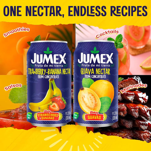 11.3oz, 12 Pack Jumex Strawberry Banana & Guava Juice Nectar - Made with Fresh Fruit Puree - Tropical Fruit Juice