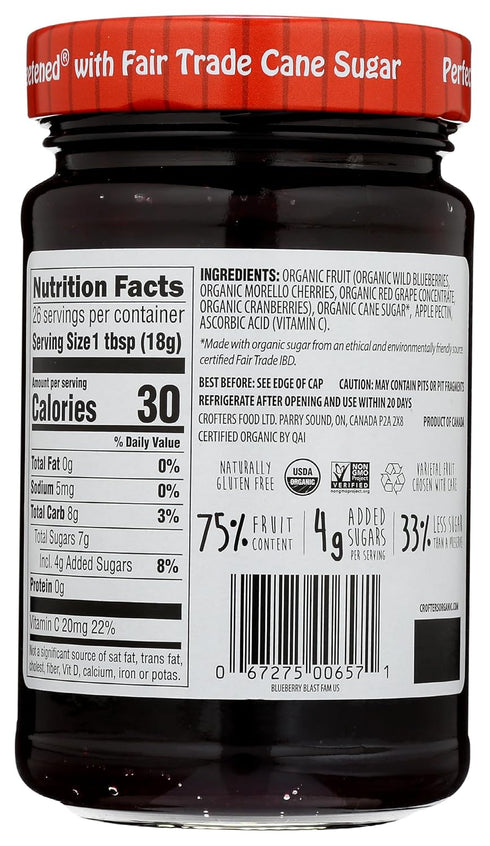 Crofters 16.5 , Organic Blueberry Blast Superfruit Spread, Ounce