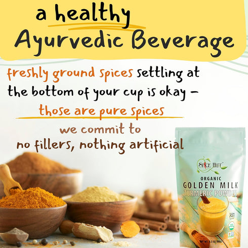 3.5 oz, Organic Golden Milk Turmeric Powder with Ginger - All Natural, No Added Sugar, Great for Golden Milk Lattes