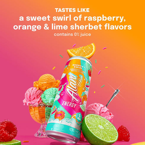 (Pack 12) Alani Nu Sherbet Swirl Sugar Free Energy Drink