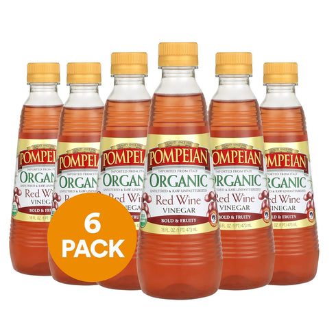 Pompeian Gourmet Organic Red Wine Vinegar, Unfiltered & Unpasteurized, Perfect for Marinades,