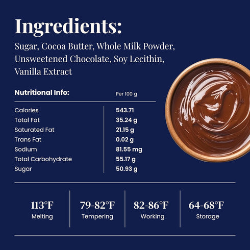 34%, 1 1 Cambie Milk Chocolate Couverture Pound of European Style Milk Couverture for Dubai Chocolate Bar, Bon Bons