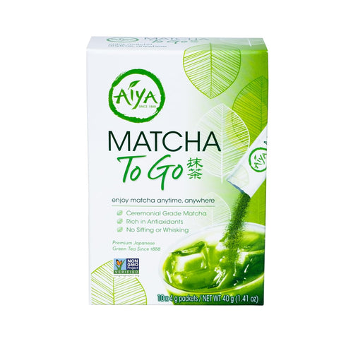 Aiya Matcha To Go Single Serve Packs, Ceremonial Grade Pure Matcha Green Tea Powder (10 Count)