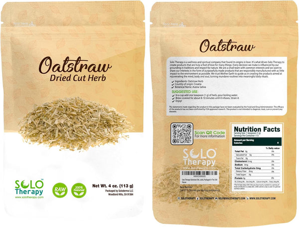 Solo Therapy Oatstraw Dried Cut Herb 4 oz, Avena Sativa, Oatstraw Tea,