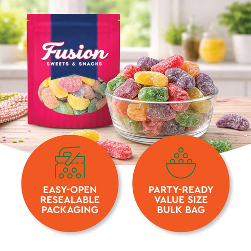 2 Assorted Fruit Slices Jelly Candy Pound Bulk Bag of Old-Fashioned Sugar-Dusted Gum Drops, Jelly Fruit Mix, Nostalgic