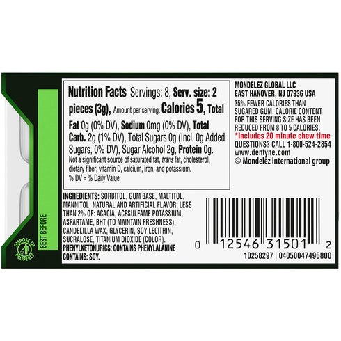 Dentyne Ice Spearmint Sugar-Free Chewing Gum, 9 Packs of 16 Pieces (144 Total)
