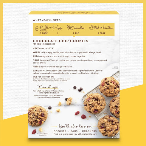 Simple Mills Almond Flour Baking Mix, Chocolate Chip Cookie Dough Mix, Gluten Free, Plant Based, 9.4 Ounce