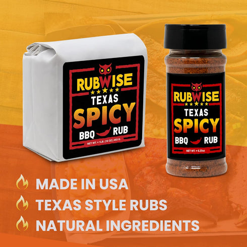 RubWise Texas Style Spicy BBQ Brisket Rub (1 lb) | Dry Rub Seasoning for Smoking and Grilling