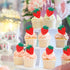 60 PCS Edible Strawberry Cupcake Toppers Wafer Paper Sweet Berry Cupcake Picks Edible Strawberry Cupcake Decorations