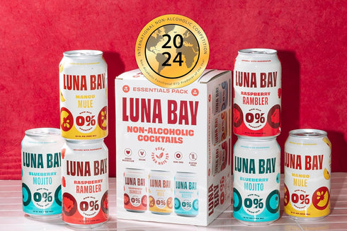 Pack (12 Pack, 12 oz Luna Bay Zero Percent Tea Mocktail - Sparkling Tea Non-Alcoholic Beverage, Non-GMO, Vegan