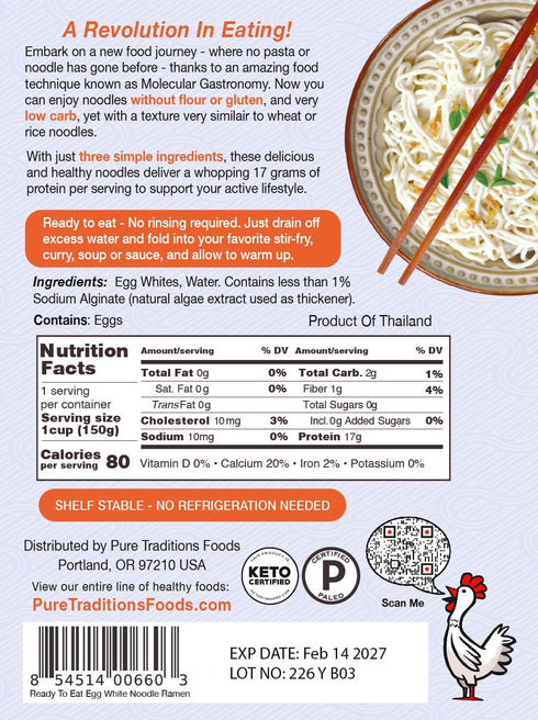 2G 17G Package, 50% Noodle Revolution - Keto Noodles (Just Carbs), Made From Egg Whites, Protein, Taste & Texture Just