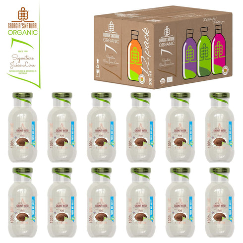 100% 200ML (6.7 OZ) PACK 12 GEORGIAS NATURAL ORGANIC PURE COCONUT WATER FL BOTTLE