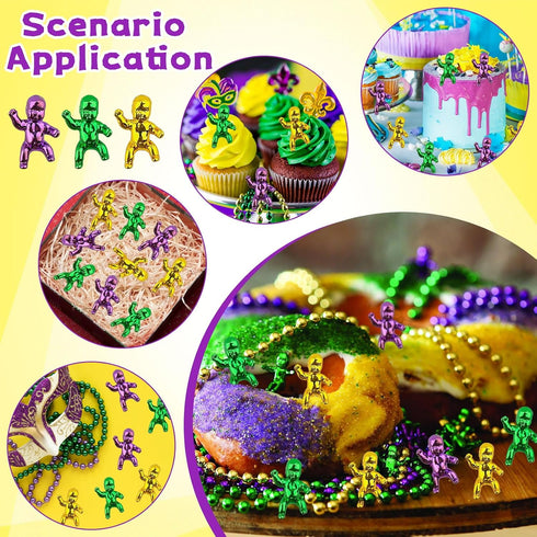24PCS 1.2inch Counting MEMOVAN Mardi Gras King Cake Babies Purple Green Gold Tiny Plastic Babies Mini Baby Figurines