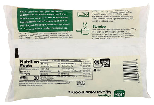 365 by Whole Foods Market 10 oz, (Frozen) , Organic Mixed Mushrooms