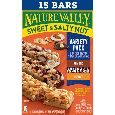 Pack, 15 18 oz Nature Valley Sweet and Salty Nut Granola Bars, Variety Bars