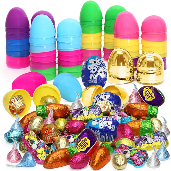 Easter Candy with Fillable Plastic Eggs Bundle - Pack Of 24 Plastic