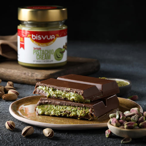 30%, 7 Oz (200g) BISVUA Premium Pistachio Cream Natural Sweet Pistachio Butter Spread for Dubai Chocolate Bar, Knafeh