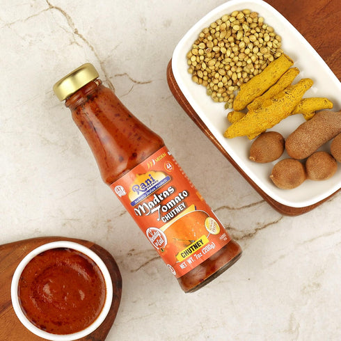 7oz (200g) Rani Madras Tomato Chutney Glass Jar, Ready to eat, Vegan ~ Gluten Free | NON-GMO | No Colors | Indian