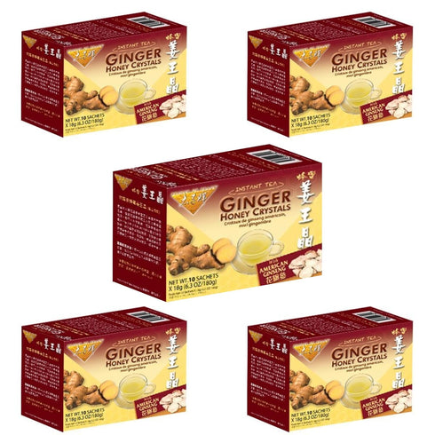 5 Packs 30 Prince of Peace Instant Ginger Honey Crystals, of Sachets Instant Hot or Cold Beverage Easy to Brew Ginger