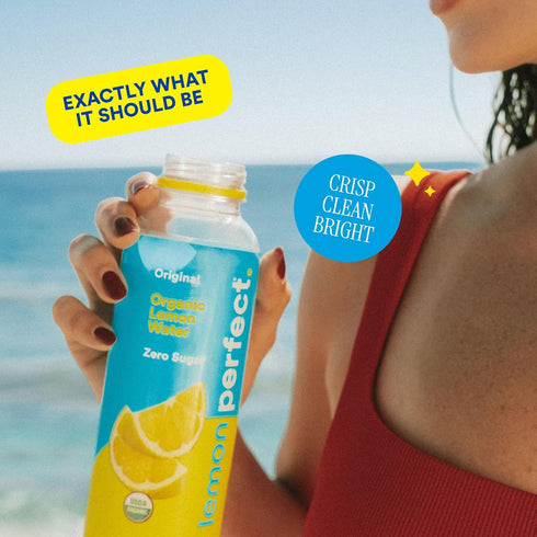 15.2 oz (12-Pack) Lemon Perfect Original, Flavored Lemon Water, Organic, Zero Sugar, Healthy Hydration Drinks, fl