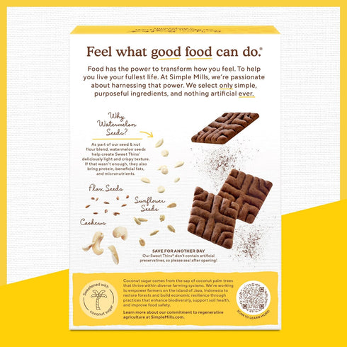 4.25 (Pack 6) Simple Mills Sweet Thins Cookies, Seed and Nut Flour, Chocolate Brownie - Gluten Free, Paleo Friendly