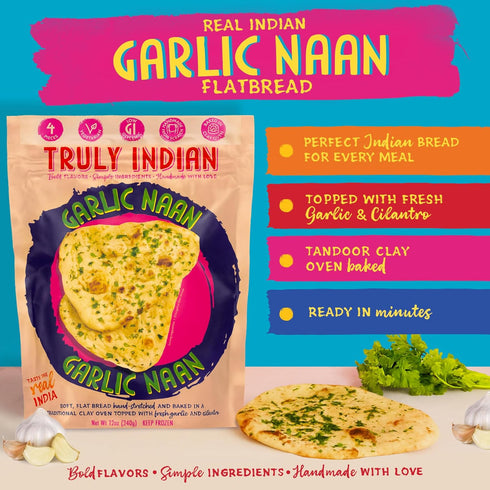 12 OZ TRULY INDIAN, Indian Food, Garlic Naan