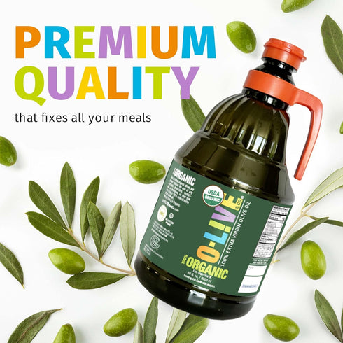 2L O-Live&Co. Bulk Premium USDA Organic Extra Virgin Olive Oil - First Cold Pressed EVOO - Phenolic Rich - Single