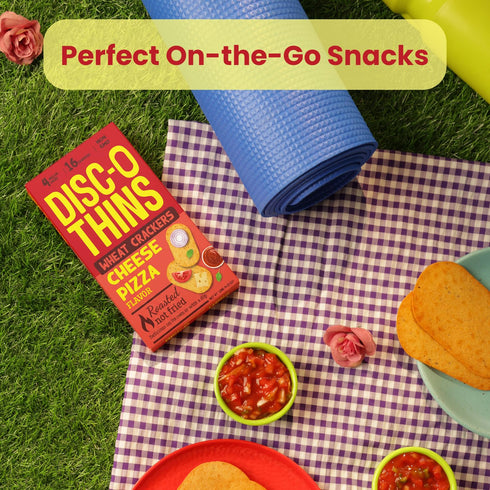 (96 (6 Packs) Crunchy Snack Bundle Disc-O Thins Cheese Pizza Wheat Crackers Pcs) + Maniarr's Sea Salt Roasted Chickpeas