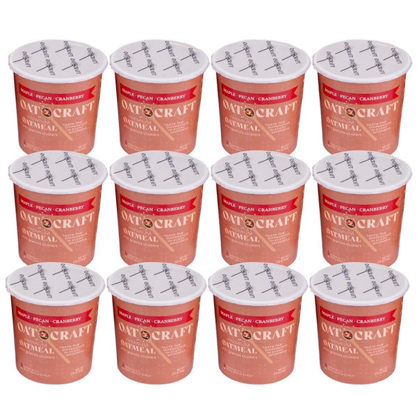 Oatcraft Premium Handcrafted Instant Oatmeal with Toasted Granola Clusters Variety Pack Cups (12