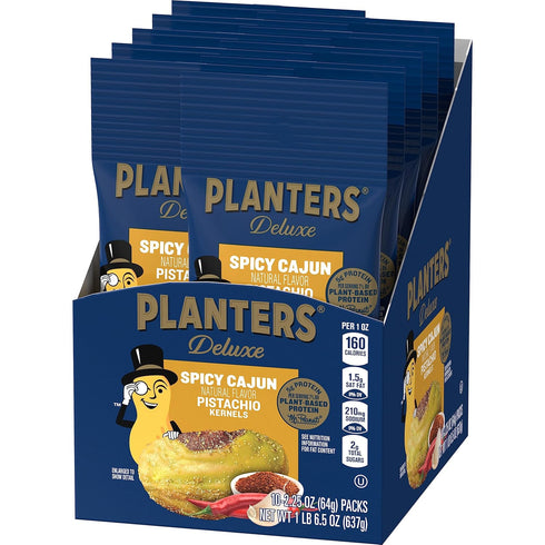 2.25 oz Pack (Pack 10) PLANTERS Spicy Cajun Pistachio Kernels