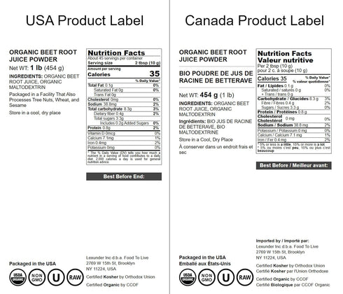 1 Hummus Food to Live Organic Beet Root Juice Powder, Pound - Non-GMO, Raw, Keto, Vegan, Bulk, Contains Maltodextrin.