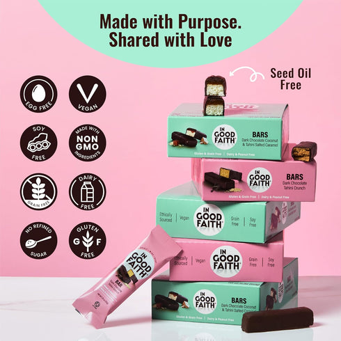 (6 Pack, Pack) In Good Faith Dark Chocolate Bars, Healthy, Gluten Free, Vegan, Dairy Free Chocolate Bars Variety