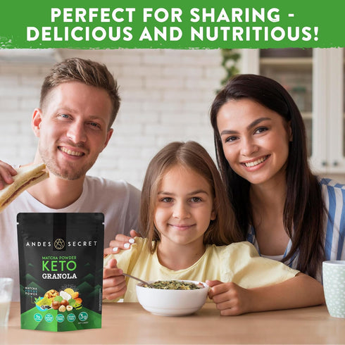 11 oz (1 Pack) Andes Secret Matcha Powder Granola - Almonds, Hazelnuts - Keto High Protein Granola with No Sugar, Grain