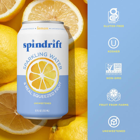 12 oz, (pack 8) Spindrift, Sparkling Water, Lemon