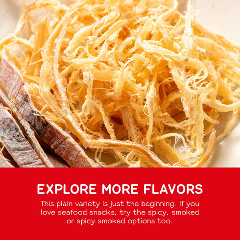 Shirakiku Prepared Shredded Squid, Saki Ika Plain Flavour, 8 oz, Low-Fat Seafood Snack