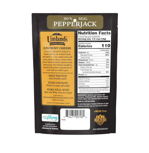Umland's Umlands (1.9 oz 100% Crunchy Cheese PepperJack Bag) | Real Wisconsin Cheese, Keto, Zero-Carb, High-Protein
