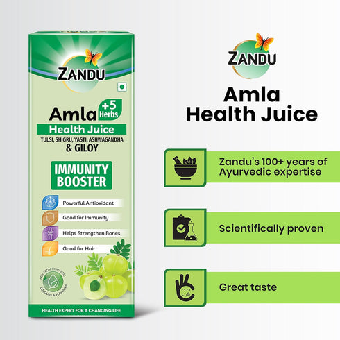 Zandu Amla 33.81 Oz (1Litre) Pure Juice | Source of Natural Vitamin C | Traditional Indian Gooseberry Beverage | Pure