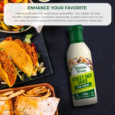 Walden Farms Lime Crema Street Taco Sauce, 12oz Bottle (2 Pack), Vegan & Keto Friendly