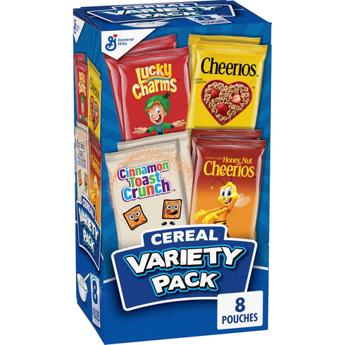General Mills Breakfast Cereal Variety Pack, Lucky Charms, Cinnamon Toast Crunch, Cheerios, and Honey