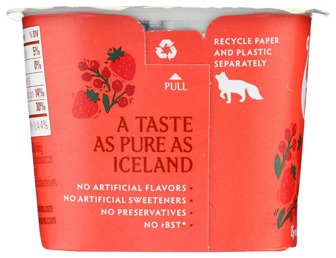 5.3oz 15g Icelandic Provisions Strawberry Lingonberry Skyr Yogurt | Protein, Thick & Creamy