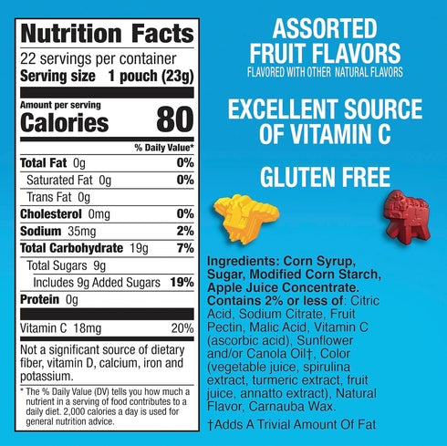 17.6 oz (22 Minecraft Fruit Flavored Snacks, Fat Free and Gluten Free Snacks, Pouches)