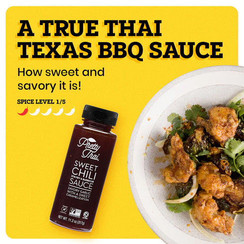 Pretty Thai Sweet Chili Sauce, Gluten Free, Non-GMO, Authentic Vegan Stir Fry, BBQ Condiment, 100% Natural