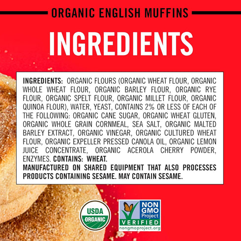 6 Count Dave's Killer Bread Killer Classic English Muffins, Organic English Muffins