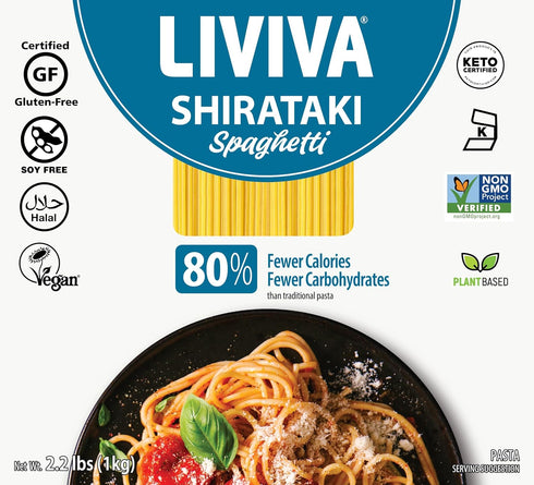 (1 LIVIVA Dried Shirataki Low Carb Plant-Based Gluten Free Pasta Konjac Noodles - Taste & Cook like Regular Spaghetti