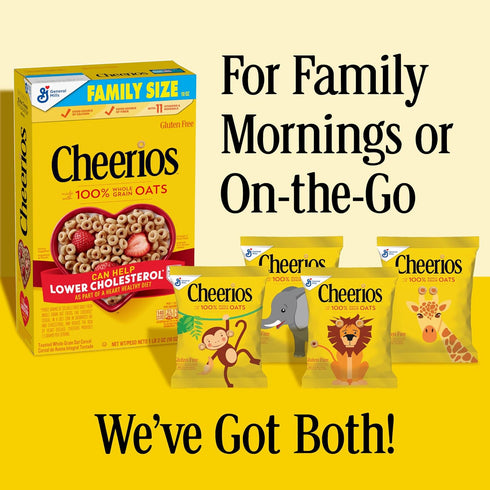 8 7.36 oz Cheerios Cereal Pouches, Whole Grain Oats, Gluten Free, Pouches