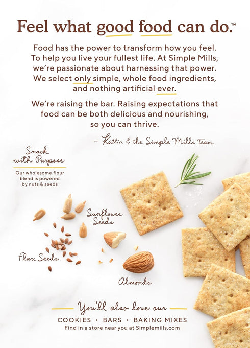 Pack 6 Simple Mills Rosemary & Sea Salt Almond Flour Crackers Family Size